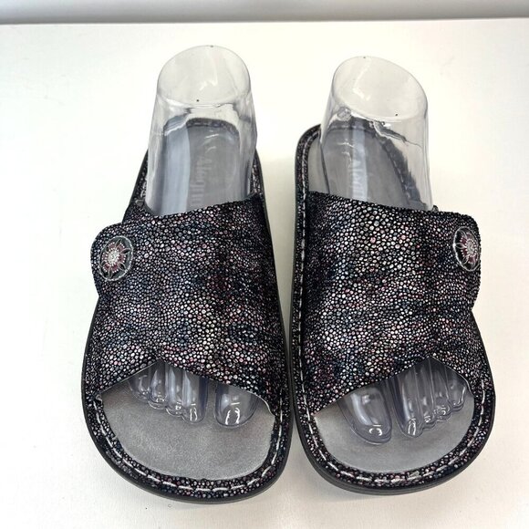 Alegria KYL -889xw Kylee Metallic Leather Upper Slide Sandals Wedge Slip On Shoe - Picture 7 of 12